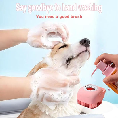 Pets Bath Brush | Scrubber for Bath | Dog Shampoo Brush | Dog Washing/Shower Brush, Suitable for Short/Long Haired Dogs, (Pink)
