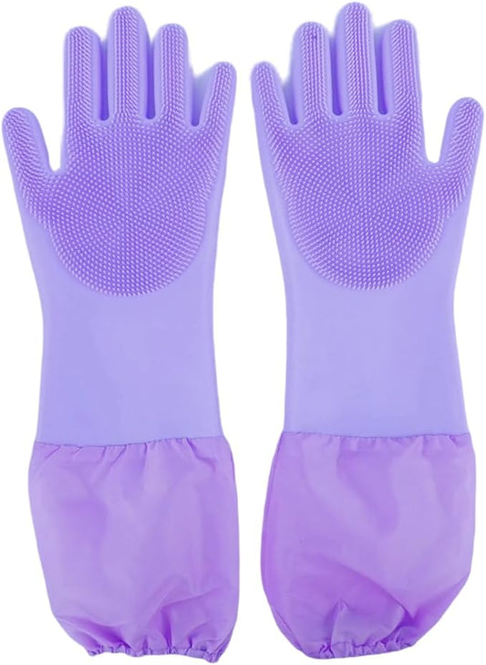 Pet Grooming Gloves with Brush,Lengthened Silicone Gloves, High-Density Massage Column Design, Suitable for Bathing and Massaging Cats and Dogs at Home or in Pet Stores