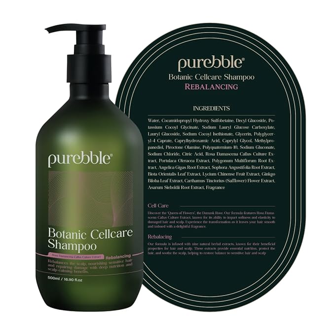 Rebalancing Botanic Cellcare Shampoo 500ml, 16.90 fl oz | Sulfate-Free, Paraben-Free and Color-Safe | pH Balancing