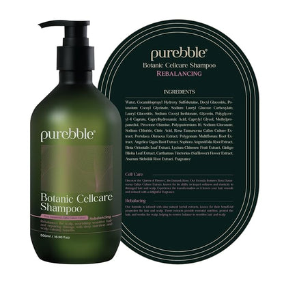 Rebalancing Botanic Cellcare Shampoo 500ml, 16.90 fl oz | Sulfate-Free, Paraben-Free and Color-Safe | pH Balancing