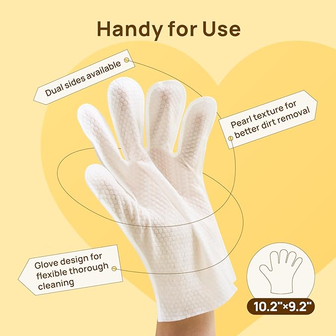 HICC PET Dog Wipes Cleaning Deodorizing, Nourish Fur and Eliminate Odors, Hypoallergenic Dog Cleaning Glove Wipes with Coconut Oil, No Rinse Cat Cleaning Wipes for Daily Care(unscent)
