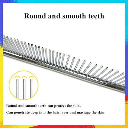 Metal Dog Combs for Grooming Small Dogs, Cats and Pets, Dematting, Detangling, Removing Shedding Hair & Knots, Pet Grooming Tool, Stainless Steel, 7.4-Inch