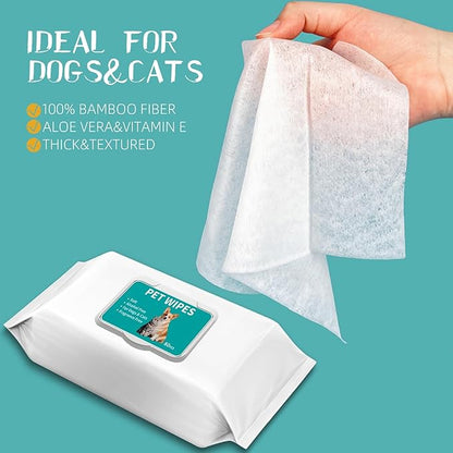 Pet Hypoallergenic Wipes, Extra Thick Cat Wipes for Cleaning Small Animal's Paws,Ears,Butt,Face and Eyes,Portable Organic Paw Wipes for Cats,Ideal for Home or Travel (320 Count (Pack of 4))