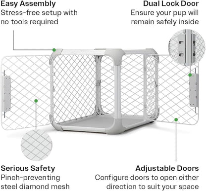 DIGGS Evolv Dog Crate - Slim, Durable Dog Kennel with Removable Ceiling Panel and Modular Design - Safe, Stylish, Convenient (Ash, Large)