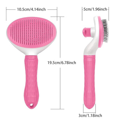 Self-Cleaning Slicker Brush for Dogs & Cats – Deshedding Pet Grooming Tool with Ergonomic Handle – Pain-Free, Rust-Resistant Bristles – Eco-Friendly for Long & Short Coats (Pink)