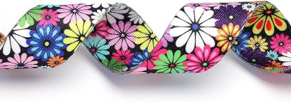 No Pull Dog Harness for Small, Medium, and Large Pets - Floral Pattern Nylon Safety Training Dog Harness (L, Hornflower)