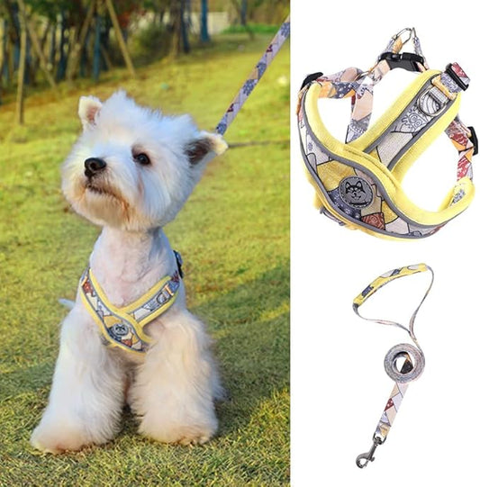 PT-010 Pet Dog Puppy No-Pull Harness Walking Training Harness with Leash Reflective Vest (Yellow, Large)