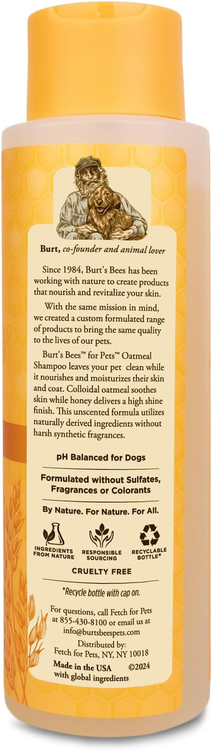 Burt's Bees for Pets Oatmeal Dog Shampoo with Colloidal Oat Flour and Honey, 95% Natural Origin Formulas, Shampoo for Dogs - Gentle Dog Shampoo, Best Dog Shampoo, 16 oz