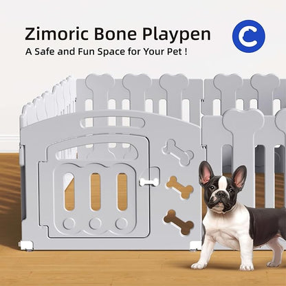 Dog Playpen, Puppy Playpen for Small Dogs, Indoor Dog Play Pen with Door & Lockable Gate, Foldable Portable Pet Fence, 91" x 61" x 24", Easy to Assemble