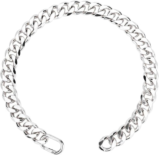 Cuban Link Chain Dog Durable Light Metal Dog Collar Silver Chain for Dog Cute Fashion Jewelry Accessories for Dogs Bulldog Pitbulls (19MM)(26)