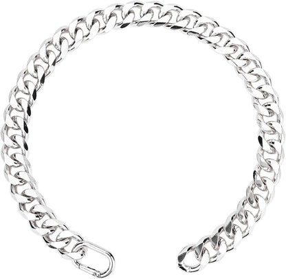 Cuban Link Chain Dog Durable Light Metal Dog Collar Silver Chain for Dog Cute Fashion Jewelry Accessories for Dogs Bulldog Pitbulls (19MM)(16)
