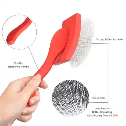 Professional Large Slicker Brush for Dogs (Goldendoodles, Labradoodles, Poodles, Golden Retrievers and more) Pet Grooming Brush with Long Stainless steel Pins for Dematting