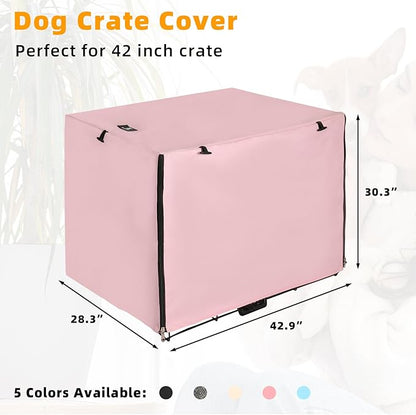 X-ZONE PET Double Door Dog Crate Cover - Polyester Pet Kennel Cover Fits 42 inches Wire Dog Cage Pink