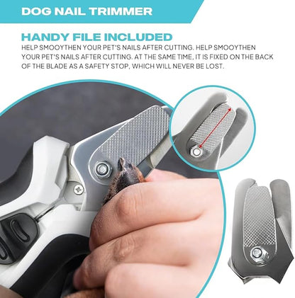 TwoEar Dog Nail Clippers with Light, Dog Nail Trimmers with Quick Sensor & Safety Guard, Razor Sharp Blade, LED Pet Nail Clippers/Dog Toenail Clippers for Medium Large Dogs, Black