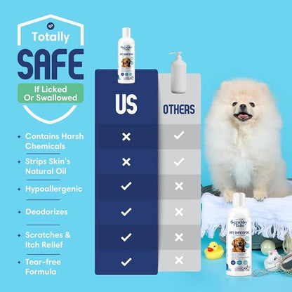 Organic Dog Shampoo - Puppy Oatmeal Shampoo for Itchy Skin Relief - Hypoallergenic for Sensitive Skin, for Dogs of All Ages, Deodorizes, Tearless, Made in USA, 16oz (Vanilla Ice Cream)