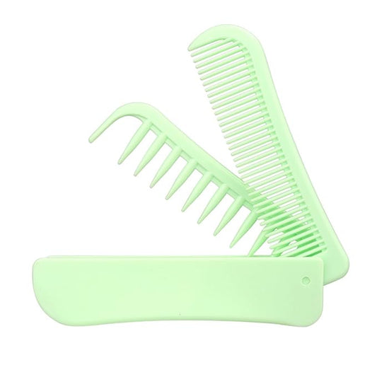 Foldable Dual-Head Puppy Brush, Small Dogs Interchangeable Combs Soft Bristles Portable Grooming Tool, Fit for Yorkie Shih Tzu Maltipoo Maltese (Green)