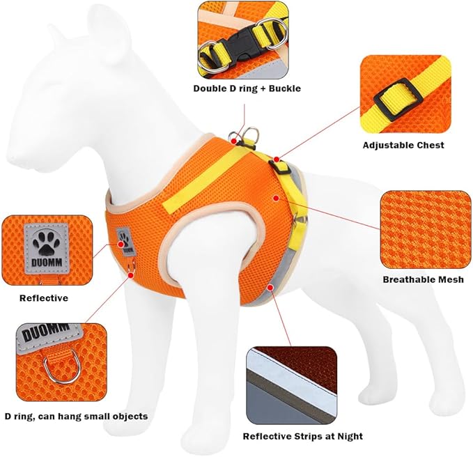 leconpet Dog Harness and Leash Set, Reflective Step in Harness Vest Set-Hook and Loop Fasteners and Buckle Design Combined with Double D Ring on The Back and Chest Ring (Pink, S)
