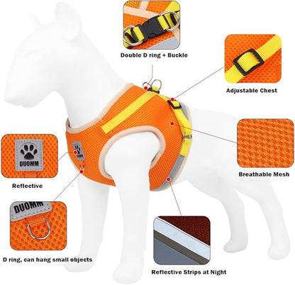 leconpet Dog Harness and Leash Set, Reflective Step in Harness Vest Set-Hook and Loop Fasteners and Buckle Design Combined with Double D Ring on The Back and Chest Ring (Pink, S)