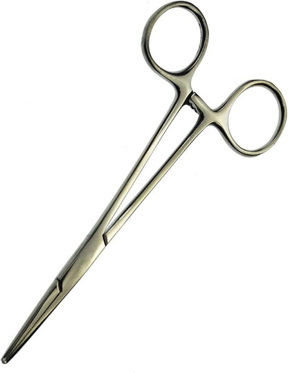 Professional Stainless Steel Pets Dogs Cats Hemostat Forceps Scissors Ear Hair Clamp Pulling Shears Plier Pet Dog Trimmer Accessories Straight Curved Silver 5.5 Inch (Straight)