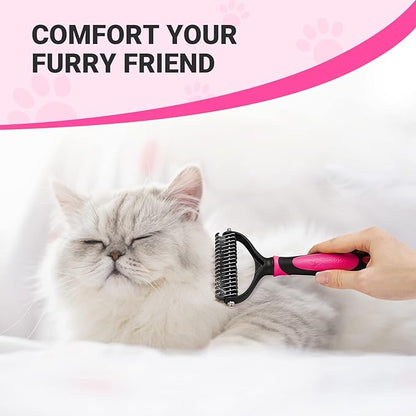 MIU COLOR Pet Grooming Brush, Deshedding Tool for Dogs & Cats(Blue) & MIU COLOR Pet Grooming Brush, 2 Sided Undercoat Rake for Dogs & Cats(Pink)