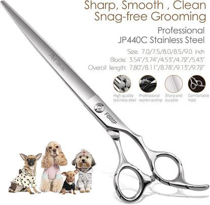 Straight Dog Grooming Scissors 8.0'' Professional Pet Grooming Shears for Thick Coat Medium Large Dog Cat (8.0 In, Straight)