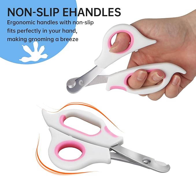 Bearded Dragon Nail Clippers,Stainless Steel Bearded Dragon Toe Nail Clippers with Precise Angled Edges (Pinky White)