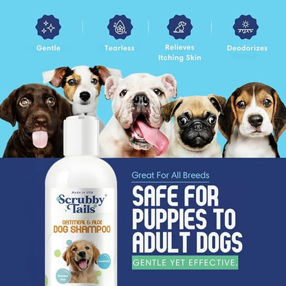 Organic Dog Shampoo - Puppy Oatmeal Shampoo for Itchy Skin Relief - Hypoallergenic for Sensitive Skin, for Dogs of All Ages, Deodorizes, Tearless, Made in USA, 16oz (Vanilla Ice Cream)