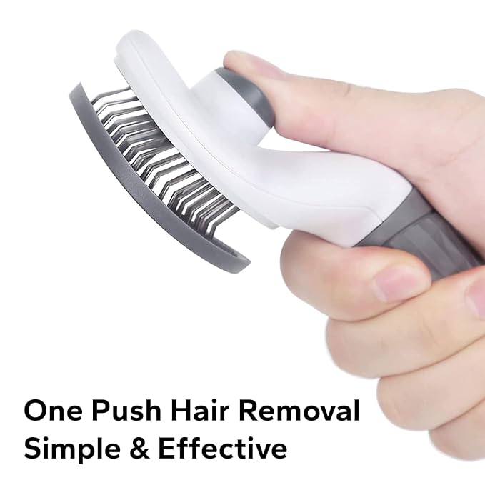 Self-Cleaning Slicker Brush for Dogs and Cats, Hair Cleaner Brush, Shedding and Dematting Grooming Comb, Pet Grooming Brush-Pink, standtard