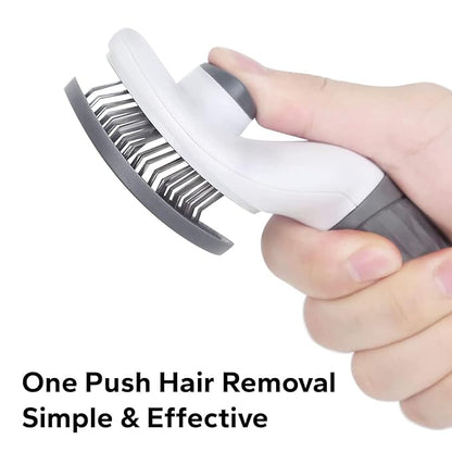 Self-Cleaning Slicker Brush for Dogs and Cats, Hair Cleaner Brush, Shedding and Dematting Grooming Comb, Pet Grooming Brush-Pink, standtard