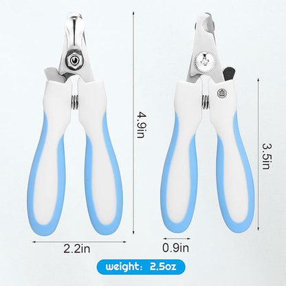 Pet Nail Clippers, Suitable for Both Cats and Dogs, A Half Moon Shaped Alloy Blade and A Rubber Material Handle with A File. Automatic Rebound Handle.Cat and Dog Universal（Blue）
