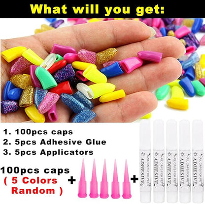 VICTHY 100pcs Dog Nail Caps, Claw Covers With Glue and Applicators (L)