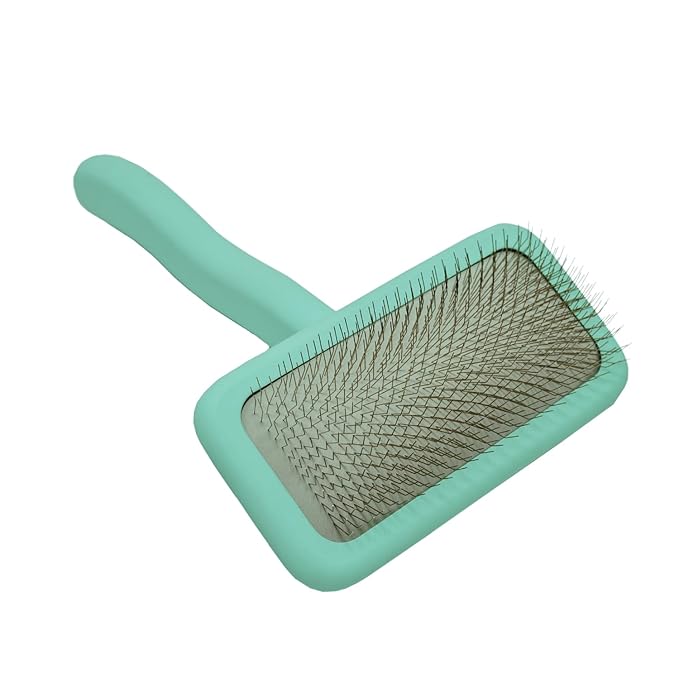 TAURO PRO LINE - Slicker Brush Rectangular L | Premium brush for dogs & cats with soft, flexible cushion ergonomic design. | Included: 1x grooming brush in Mint, Dimensions: Rectangular, 4.7 x 6.6in