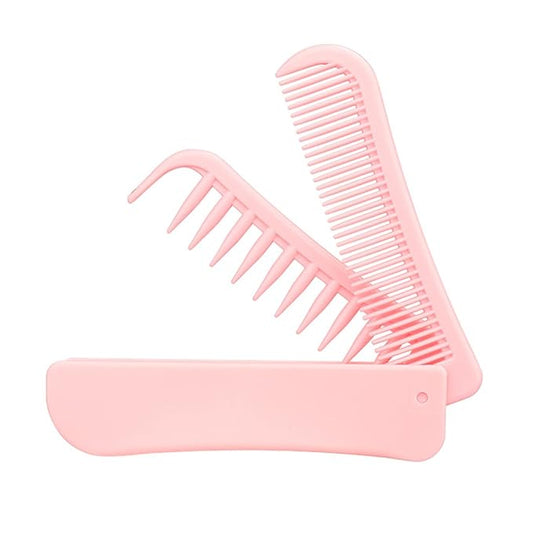Foldable Dual-Head Puppy Brush, Small Dogs Interchangeable Combs Soft Bristles Portable Grooming Tool, Fit for Yorkie Shih Tzu Maltipoo Maltese (Pink)