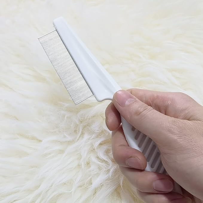 Kopal Flea Combs & Lice Combs for Dogs and Cats, Fine Tooth Combs 3-pc, White