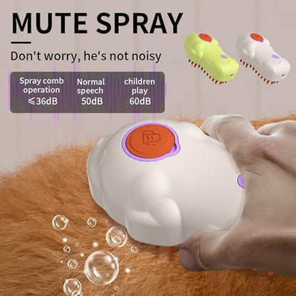 Cat Steam Brush, 3 in 1 Multifunction Steamy Spray Cleaning Shedding Comb, Dog Removal Grooming Brush (1PC White)