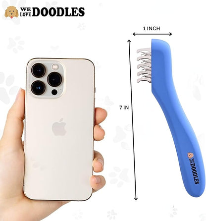 We Love Doodles Dematting Comb for Dogs - Dog Hair Mat Remover, Detangler Comb & Deshedding Tool, Removes Tangles, Knots, & Loose Hair, Metal Comb, Ergonomic Handle Parent (5 Blades)