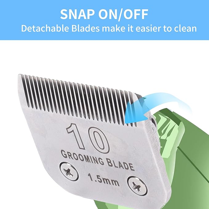 Size 10+15+30+40+7FC+5FC+4F+3-3/4FC Detachable Dog Grooming Blades, Compatible with Andis, Oster A5, Wahl KM10 Series Clippers, Cut Length 0.25mm-13mm, Silver
