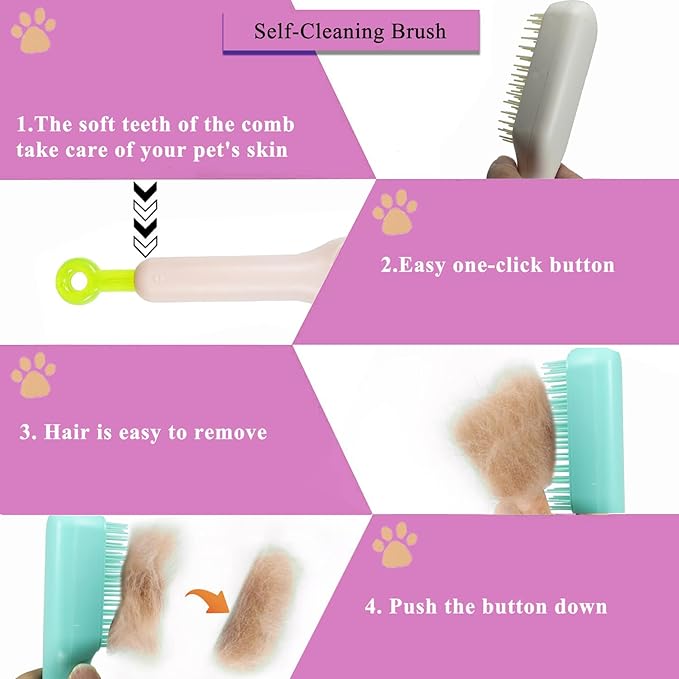 Scalable Grooming Brush for Small Dogs, Soft Puppy self-cleaning Brush, Soft Dog Brush for Shih Tzus, Yorkies, Maltipoos, Maltese (White)