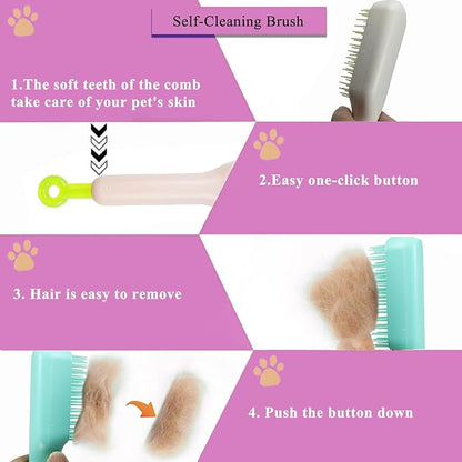 Scalable Grooming Brush for Small Dogs, Soft Puppy self-cleaning Brush, Soft Dog Brush for Shih Tzus, Yorkies, Maltipoos, Maltese (Pink)