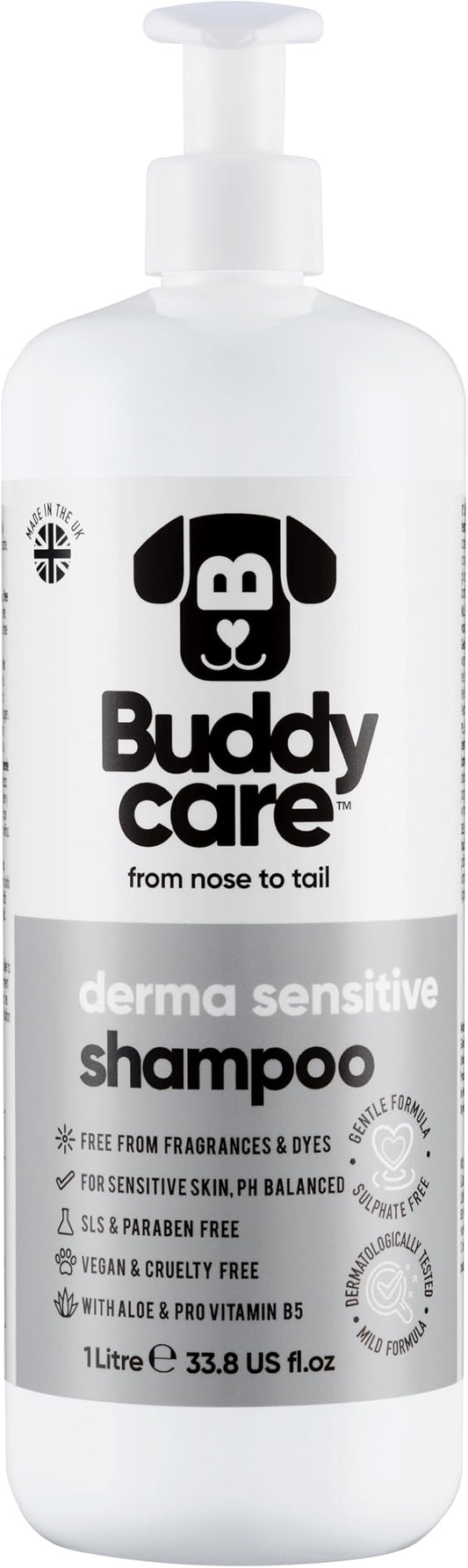 Derma Sensitive Dog Shampoo by Buddycare | with Aloe Vera and Pro Vitamin B5 (33.8oz)