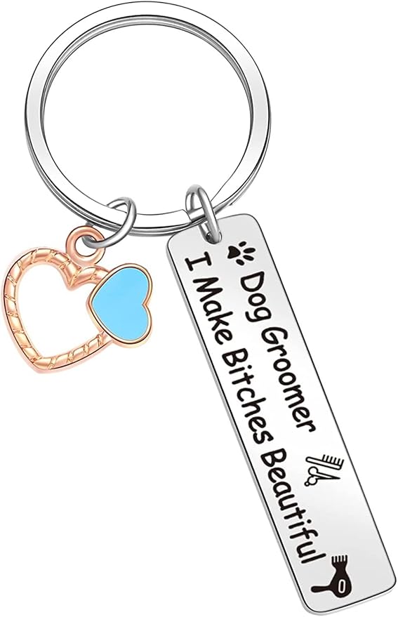 RFTWXHPN Dog Groomer Gifts Keychain for Women Men Dog Groomer I Make Bitches Beautiful Key Chains for Dog Hairdresser Groomers Appreciation Gift for Dog Hair Styler Christmas Gifts