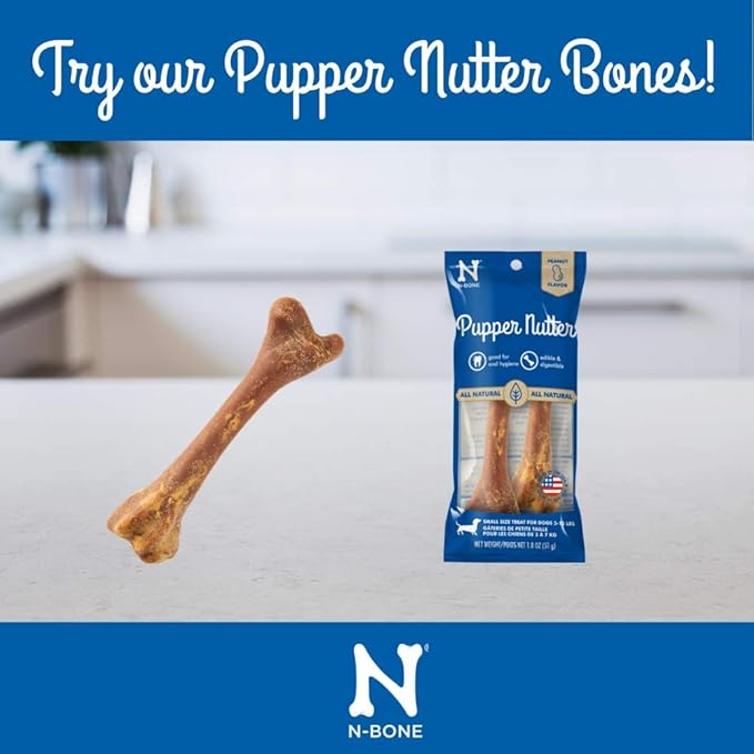 N-Bone Pupper Nutter Peanut Butter for Pets, Large 7 Inch (Pack of 4)