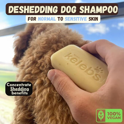 Deshedding Dog Shampoo Bar for Shedding Control, Natural Ingredients with Coconut Oil & Shea Butter | No Plastic Waste, Vegan, 3 Bars