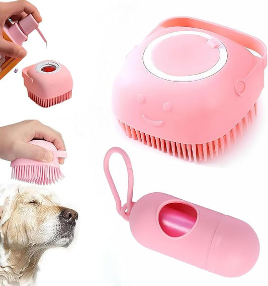 Pets Bath Brush | Scrubber for Bath | Dog Shampoo Brush | Dog Washing/Shower Brush, Suitable for Short/Long Haired Dogs, (Pink)