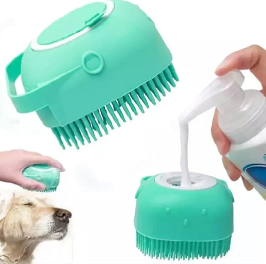 Silicone Dog Massage Brush-Shampoo Dispencer (blue)