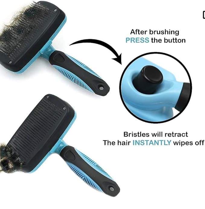 Self Cleaning Slicker Brush for Dogs, Cats and Small Pets. Gently Pet Hair Remover. One Click Cleaning Function.Reduces Shedding Dog Grooming Acceosries for Small Medium And Large Dogs.