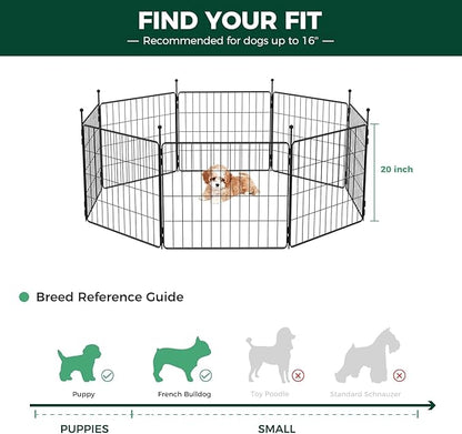 FXW MiniPaws Dog Playpen for Yard & RV Camping, Expandable 20-inch 32 Panels for Puppies and Small Dogs, Portable for Indoor and Outdoor Use