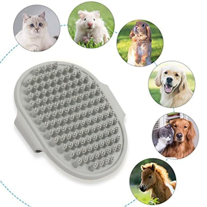 Upgraded Dog Grooming Brush, Pet Shampoo Bath Brushes with Adjustable Handle for Massage Shedding Long Short Haired Large Medium Small Dogs Puppy Cats (Grey 1PC)