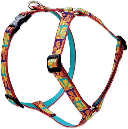 LupinePet Originals 3/4" Crazy Daisy 12-20" Adjustable Roman Dog Harness for Small Dogs