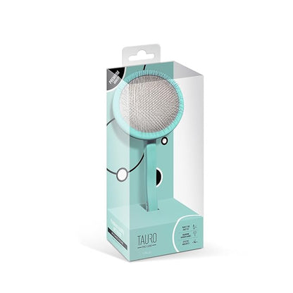 TAURO PRO LINE - Slicker Brush Round | Premium brush for dogs and cats with soft, flexible cushion ergonomic design. | Included: 1x grooming brush in Mint, Dimensions: Round, 3,5 x 7,4 in